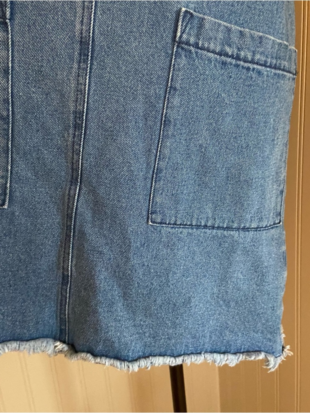 Y2K Super Cute Forever 21 Raw Edge Denim Mini Dress Women’s Size Medium - Picture 3 of 8